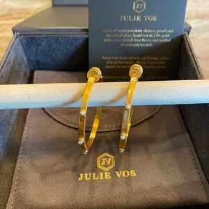 Julie Vos Gold Hoop Earrings with Pearls